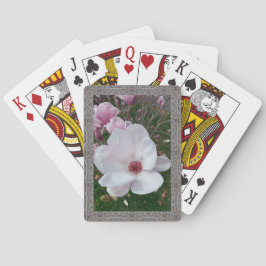 Baraja De Cartas Tarjetas de juego clásicas con magnolias rosas