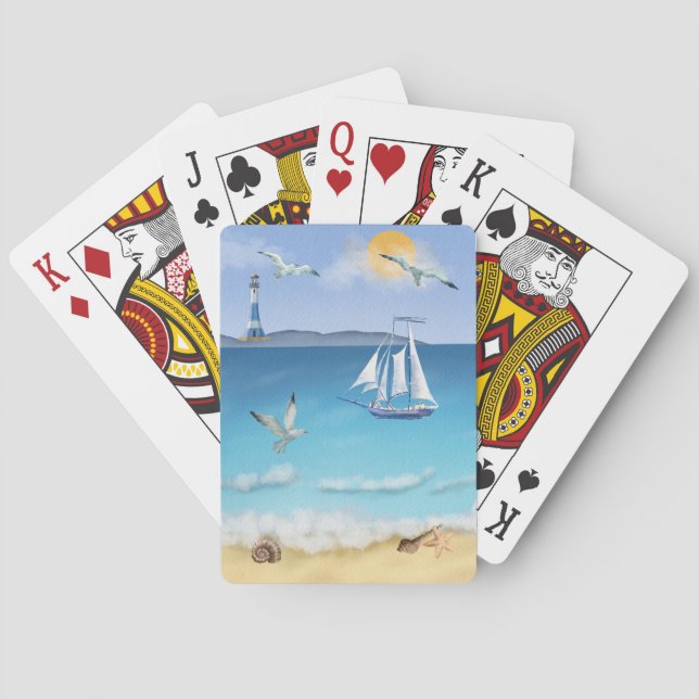 Baraja De Cartas Tarjetas de juego clásicas de la escena acuática O (Reverso)