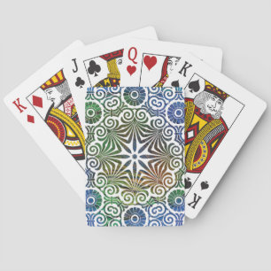 Baraja De Cartas Tarjetas de juego clásicas de Mandala azul y verde