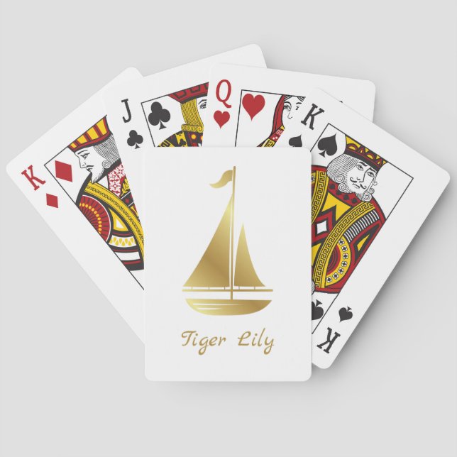 Baraja De Cartas Tarjetas de juego clásicas Gold Sailboat (Reverso)