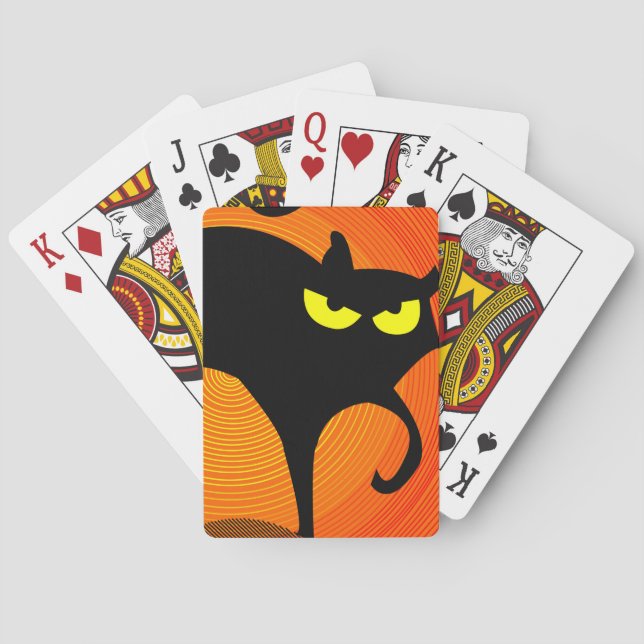 Baraja De Cartas Tarjetas de juego clásicas para gato negro (Reverso)