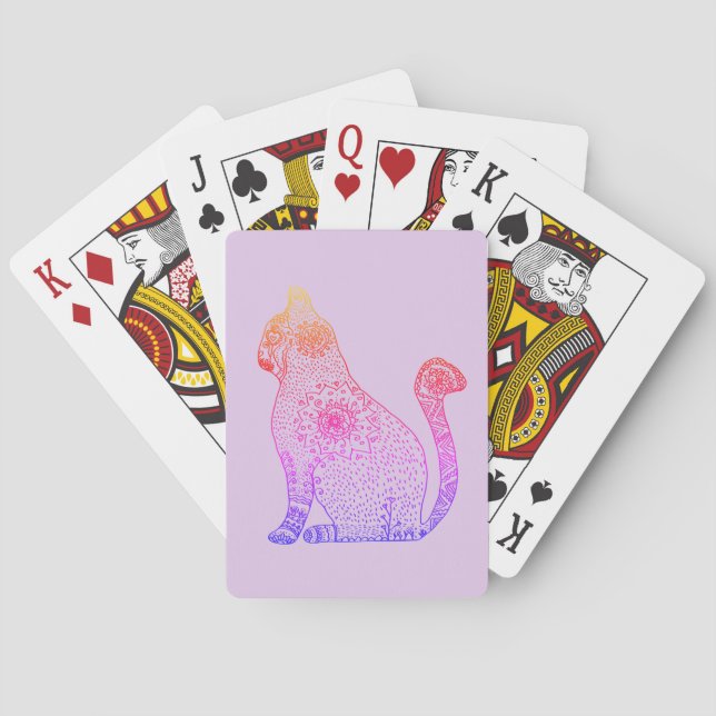 Baraja De Cartas Tarjetas de juego clásicas para gatos de Mandala (Reverso)