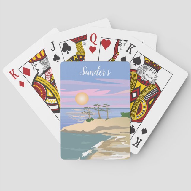 Baraja De Cartas Tarjetas de juego clásicas personalizadas Beachand (Reverso)