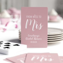 Tarjetas de juego con ducha de novia rosa personal