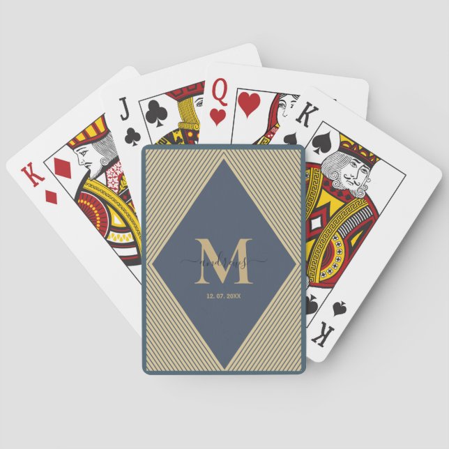 Baraja De Cartas Tarjetas de juego con franjas azules de la Marina (Reverso)