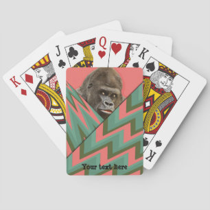 Baraja De Cartas Tarjetas de juego con gorila divertido rosa verde