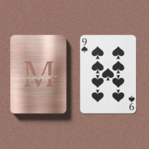 Baraja De Cartas Tarjetas de juego con Rosa Gold Monogramed Luxury