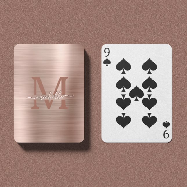 Baraja De Cartas Tarjetas de juego con Rosa Gold Monogramed Luxury (Subido por el creador)