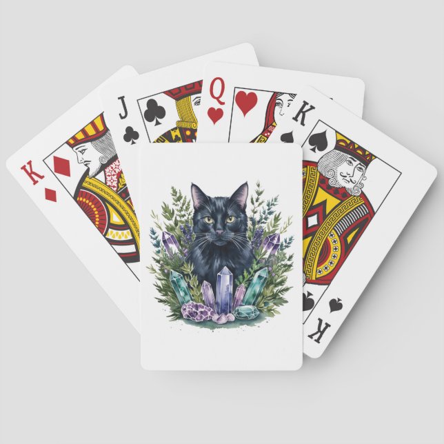 Baraja De Cartas Tarjetas de juego de cristales de gato negro (Reverso)