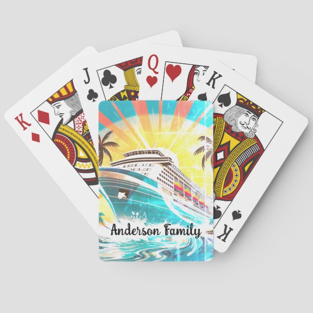 Baraja De Cartas Tarjetas de juego de crucero familiares personaliz (Reverso)