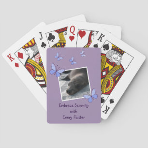 Baraja De Cartas Tarjetas de juego de flúor de mariposa azul de ima