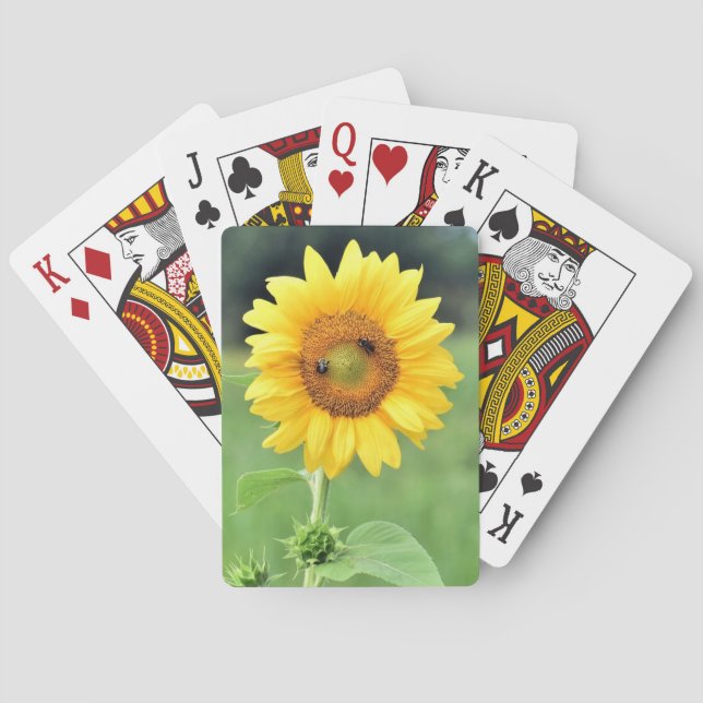 Baraja De Cartas Tarjetas de juego de girasol feliz (Reverso)