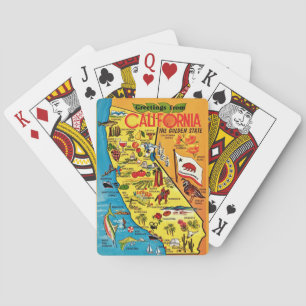 Baraja De Cartas Tarjetas de juego de mapa colorido de California