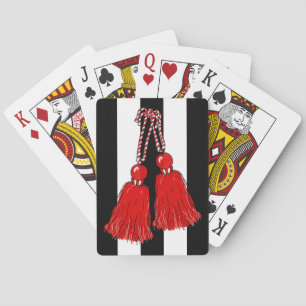 Baraja De Cartas TARJETAS DE JUEGO DE moda_TASSEL ROJO/BLANCO NEGRO