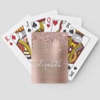 Tarjetas de juego de monograma de oro Rosa Purpuri