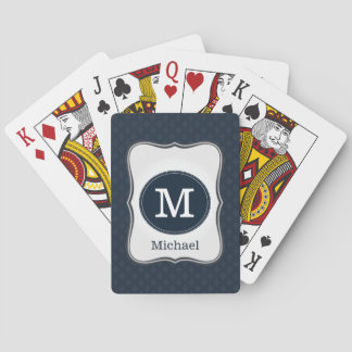 Baraja De Cartas Tarjetas de juego de monograma Personalizado azul