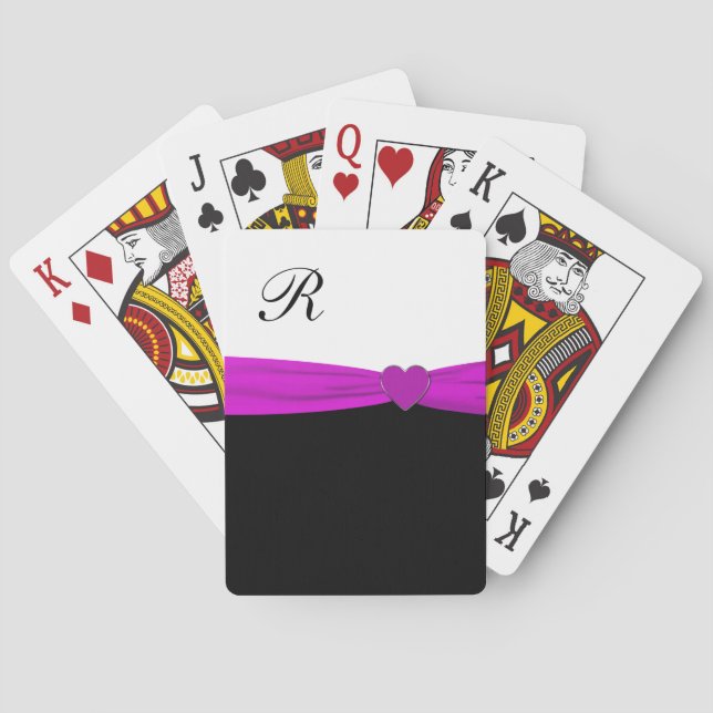 Baraja De Cartas Tarjetas de juego de monograma púrpura clásicas (Reverso)