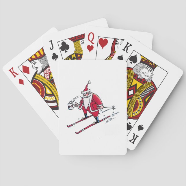 Baraja De Cartas Tarjetas de juego de Póquer de Esquí Santa (Reverso)