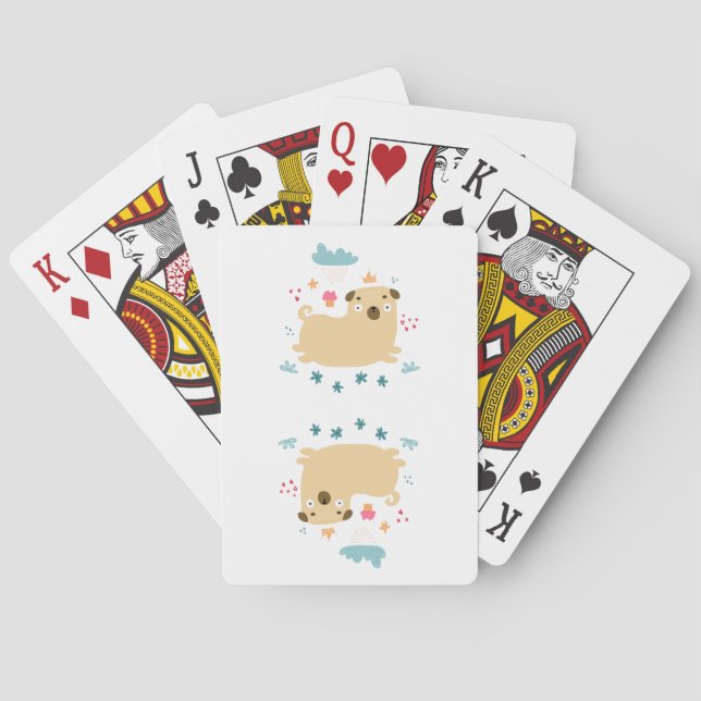 Baraja De Cartas Tarjetas de juego de Puggy Feliz (Reverso)