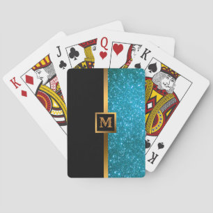 Baraja De Cartas Tarjetas de juego de Purpurina de oro azul de lujo