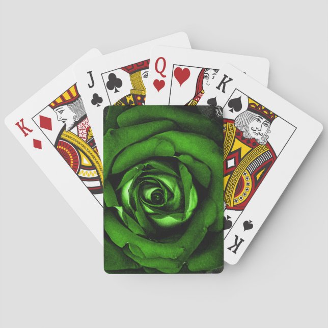 Baraja De Cartas Tarjetas de juego de realeza Rosa verde (Reverso)