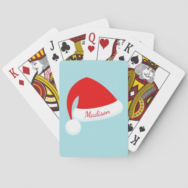 Baraja De Cartas Tarjetas de juego de Red Santa Hat personalizadas (Reverso)