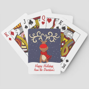 Baraja De Cartas tarjetas de juego de regalo de nombre de reno rojo