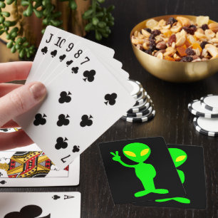 BARAJA DE CARTAS TARJETAS DE JUEGO DE SEÑAL DE PAZ VERDE ALIEN
