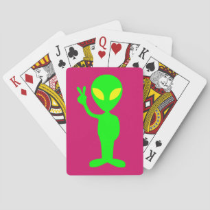 BARAJA DE CARTAS TARJETAS DE JUEGO DE SEÑAL DE PAZ VERDE ALIEN