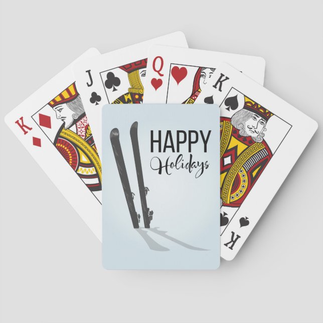 Baraja De Cartas Tarjetas de juego de vacaciones felices para esqui (Reverso)