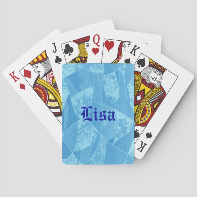 Baraja De Cartas Tarjetas de juego de vidrio Blue Stain personaliza (Reverso)