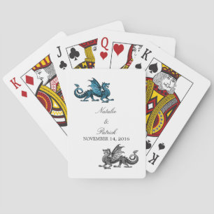 Baraja De Cartas Tarjetas de juego del Boda Blue Silver Dragon