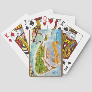 Baraja De Cartas Tarjetas de juego del mapa de la isla Nantucket MA