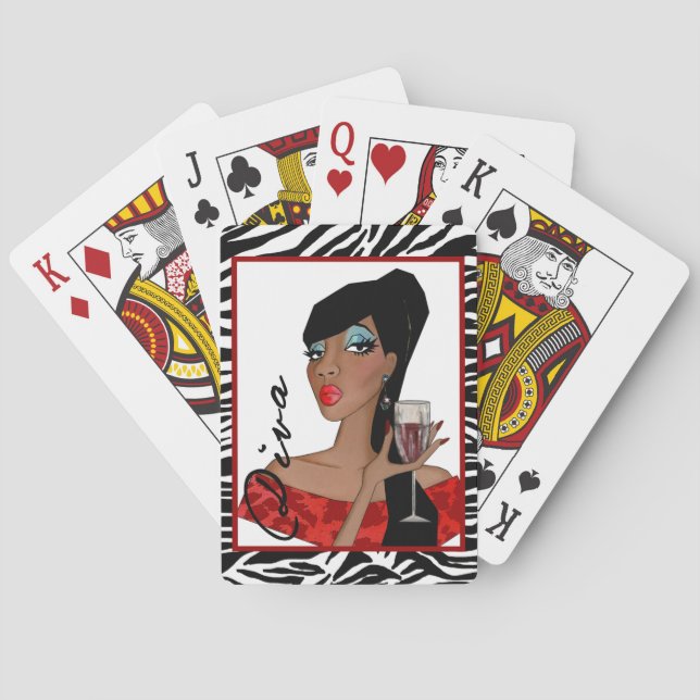 Baraja De Cartas Tarjetas de juego DIVA afroamericano (Reverso)