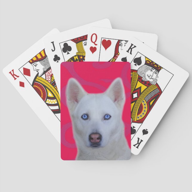 Baraja De Cartas Tarjetas de juego Estándar Husky Siberiano Blanco (Reverso)