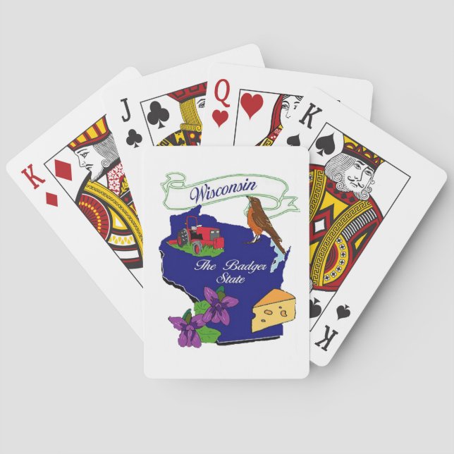 Baraja De Cartas Tarjetas de juego estatales de Wisconsin (Reverso)