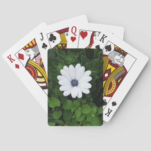Baraja De Cartas Tarjetas de juego Flores blancas (Reverso)