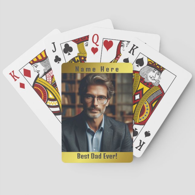 Baraja De Cartas Tarjetas de juego Golden Dad personalizadas Photo (Reverso)