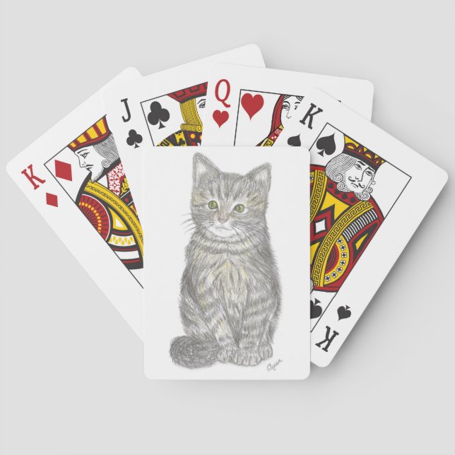Baraja De Cartas Tarjetas de juego Gray Kitten (Reverso)