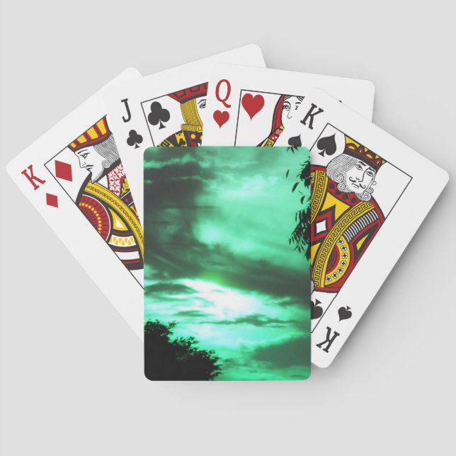 Baraja De Cartas Tarjetas de juego Green Clouded Sunrise (Reverso)