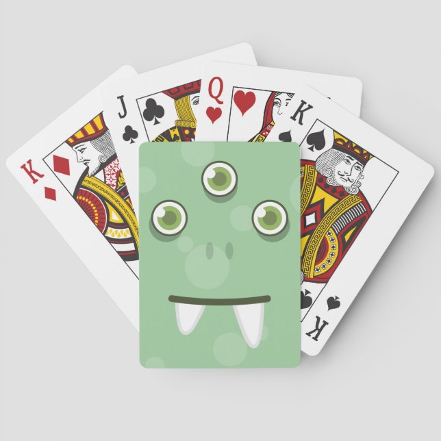 Baraja De Cartas Tarjetas de juego Green Monster Face (Reverso)