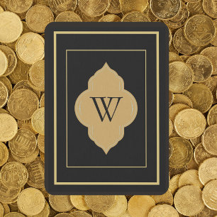 Baraja De Cartas Tarjetas de juego iniciales de oro negro personali
