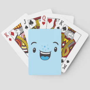 Baraja De Cartas Tarjetas de juego Kawaii Sonriente Azul