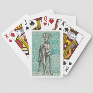 Baraja De Cartas Tarjetas de juego Linocut Greyhound