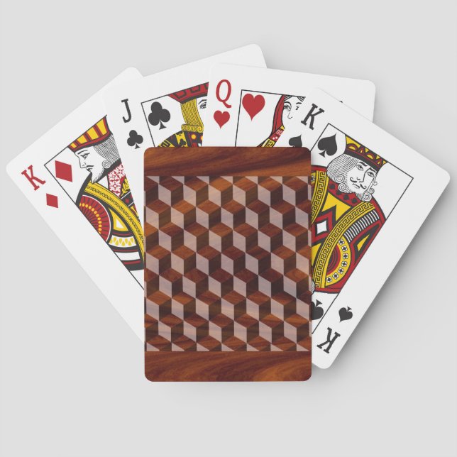Baraja De Cartas Tarjetas de juego - Madera con incrustaciones fals (Reverso)