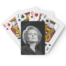 Tarjetas de juego Margaret Thatcher (blanco y negr