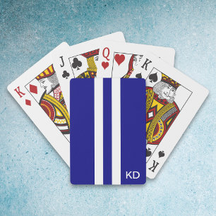 Baraja De Cartas Tarjetas de juego monogramadas azul de la marina m