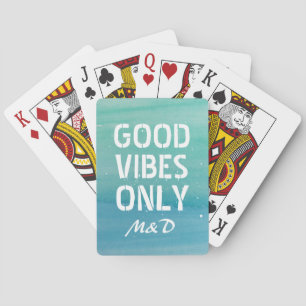 Baraja De Cartas Tarjetas de juego monogramadas con Good Vibes Only