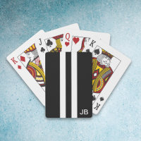 Tarjetas de juego monogramadas en blanco y negro p