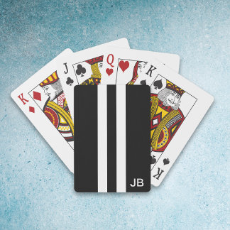 Baraja De Cartas Tarjetas de juego monogramadas en blanco y negro p